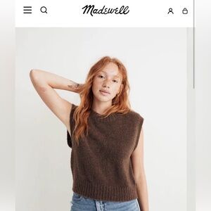 Madewell Dark Brown Crew Neck Sweater Vest